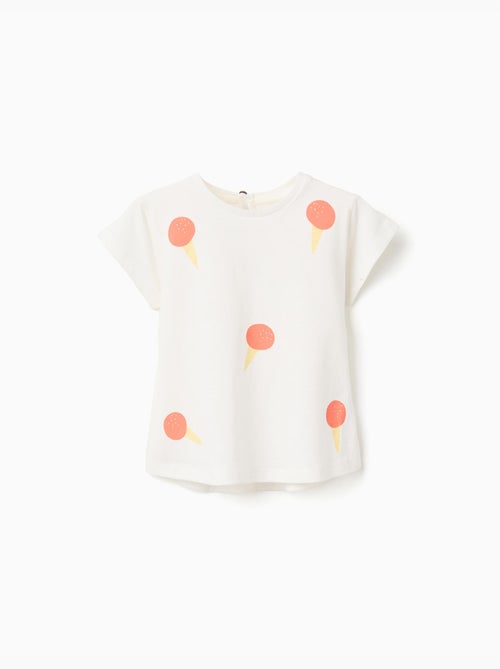 Maglietta in cotone con motivo gelato - Kiabi
