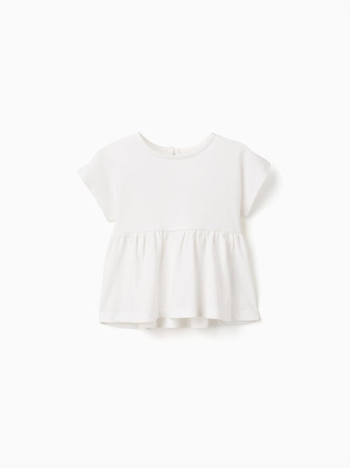 Maglietta in cotone con orlo arricciato - Kiabi