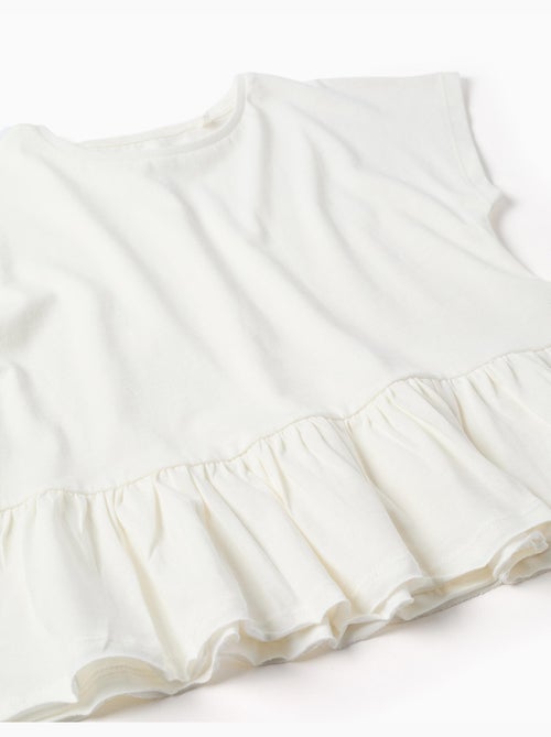 Maglietta in cotone con orlo arricciato - Kiabi