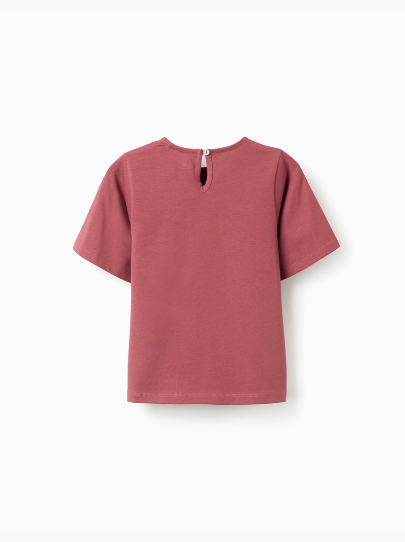 Maglietta in cotone con pocket ricamata Marrone - Kiabi