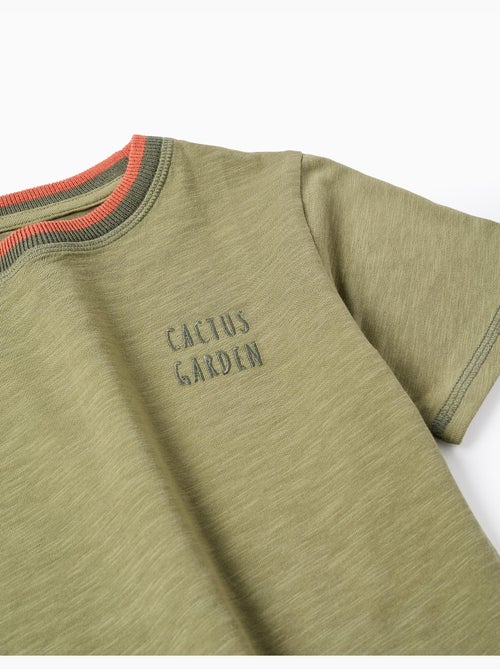 Maglietta in cotone con ricamo cactus garden - Kiabi