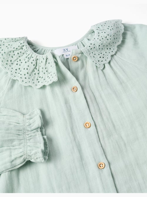 Maglietta in cotone con ricamo inglese e rouches - Kiabi