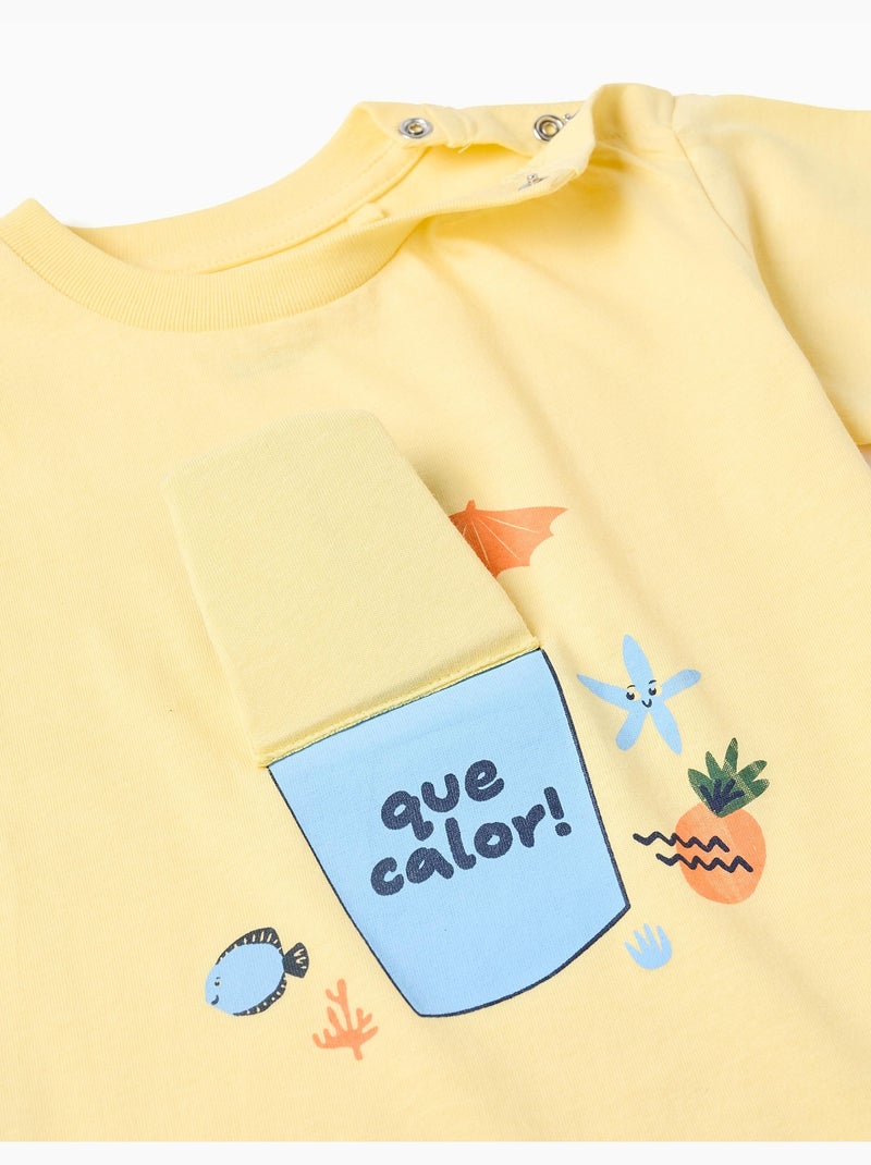 Maglietta in cotone con stampa 3D di succo Giallo chiaro - Kiabi