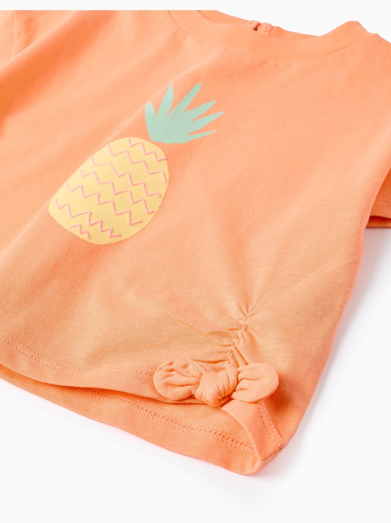 Maglietta in cotone con stampa ananas Arancione - Kiabi