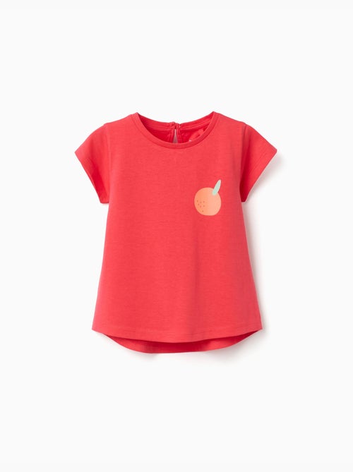 Maglietta in cotone con stampa arancione - Kiabi