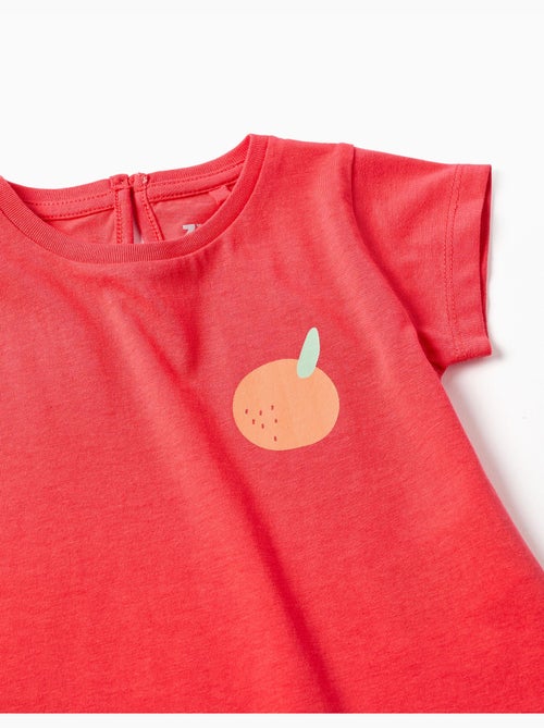 Maglietta in cotone con stampa arancione - Kiabi