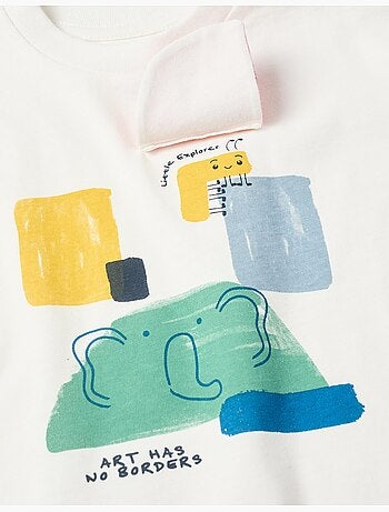 Maglietta in cotone con stampa art frontale