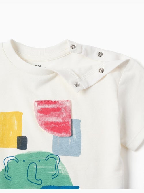 Maglietta in cotone con stampa art frontale - Kiabi