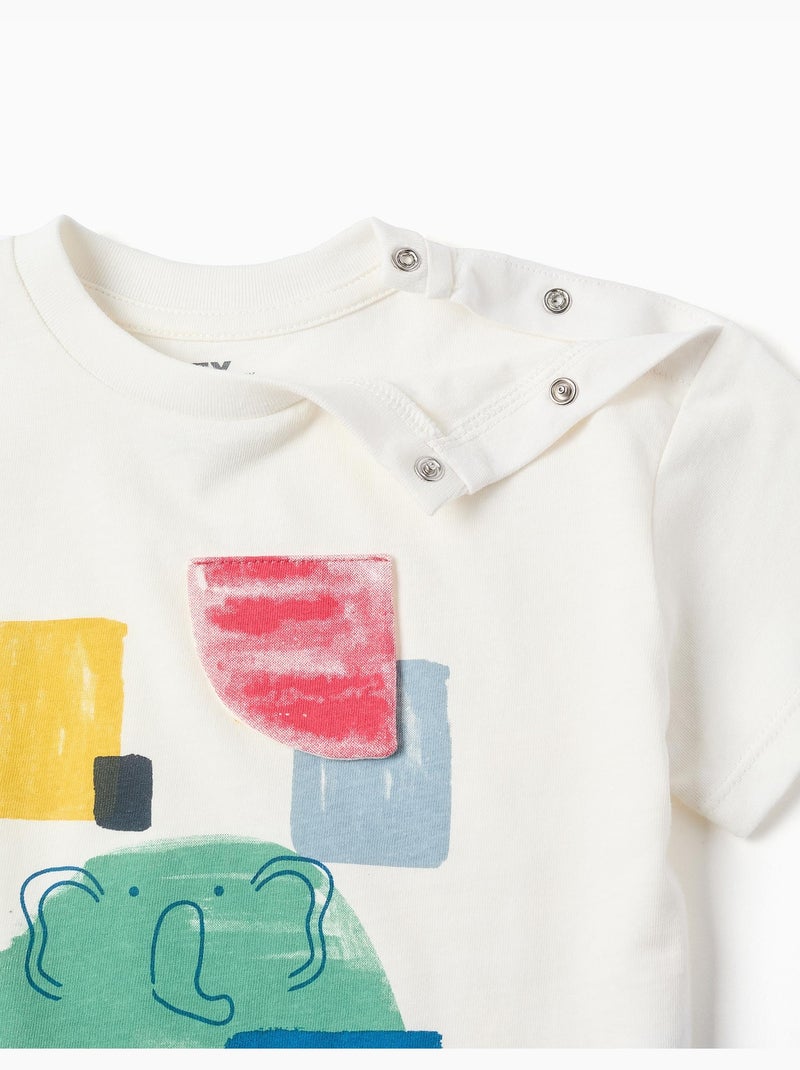 Maglietta in cotone con stampa art frontale Bianco - Kiabi