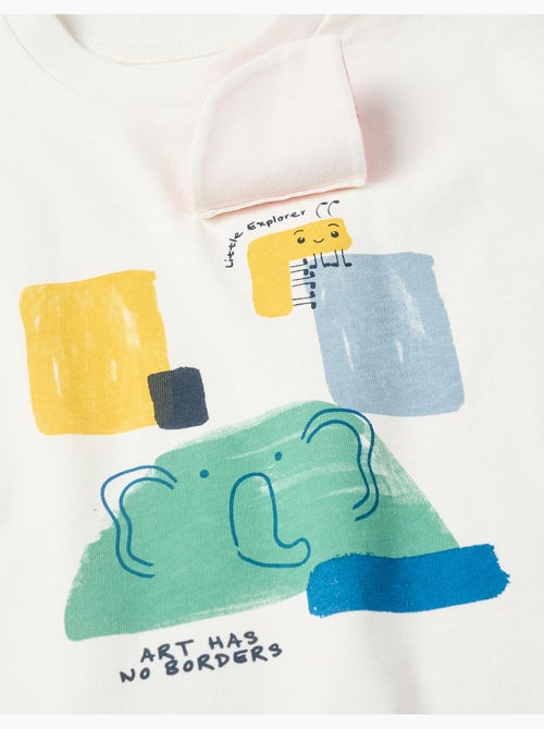 Maglietta in cotone con stampa art frontale - Kiabi