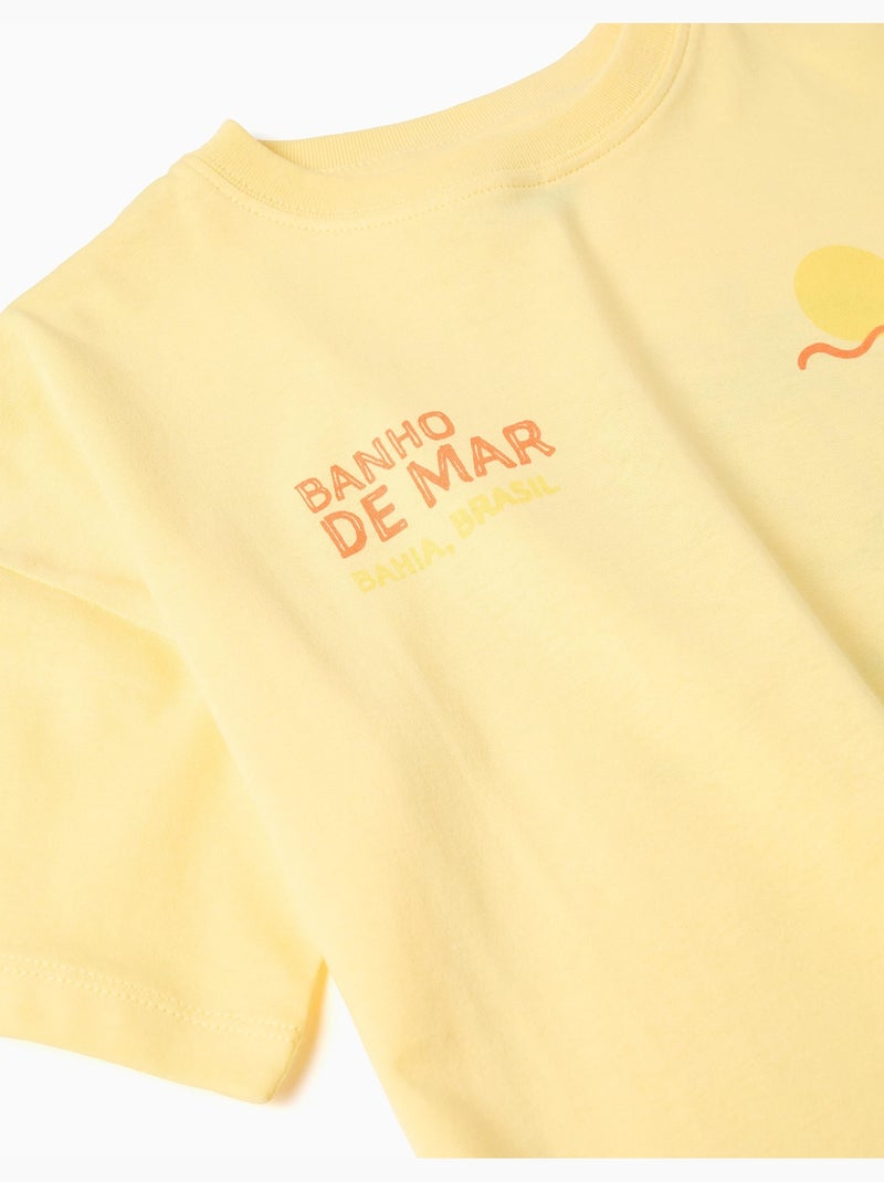 Maglietta in cotone con stampa Banho de Mar Giallo chiaro - Kiabi