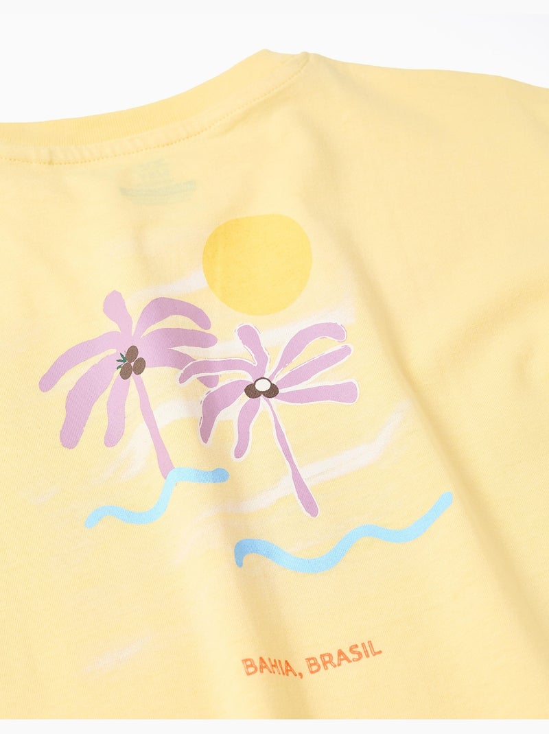 Maglietta in cotone con stampa Banho de Mar Giallo chiaro - Kiabi