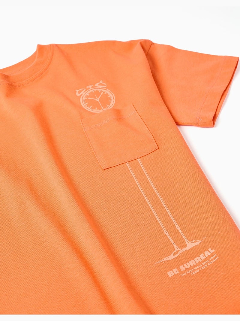 Maglietta in cotone con stampa Be Surreal Nero Arancione - Kiabi