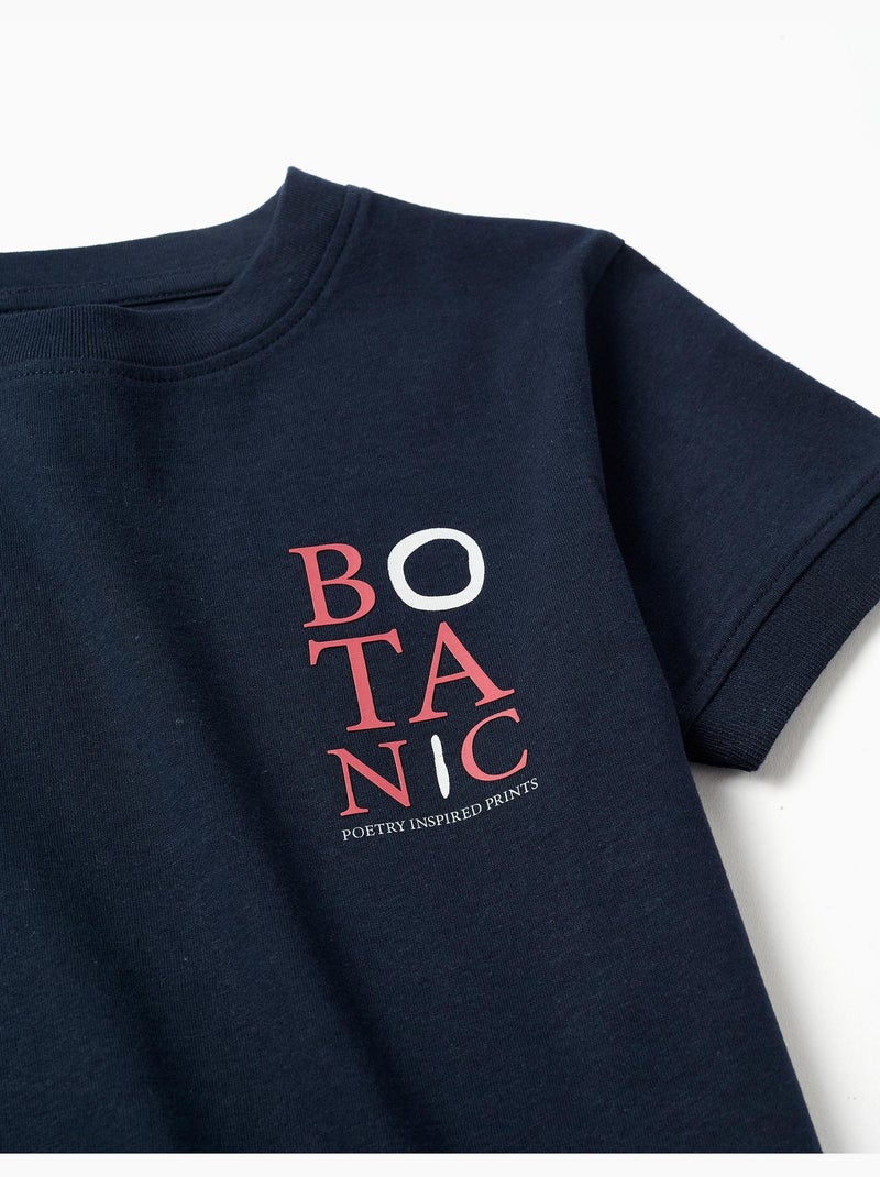 Maglietta in cotone con stampa Botanica Blu scuro - Kiabi