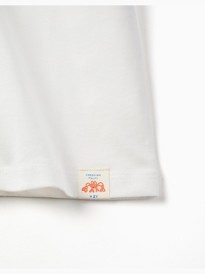Maglietta in cotone con stampa Carolina Celas x Zippy Bianco - Kiabi