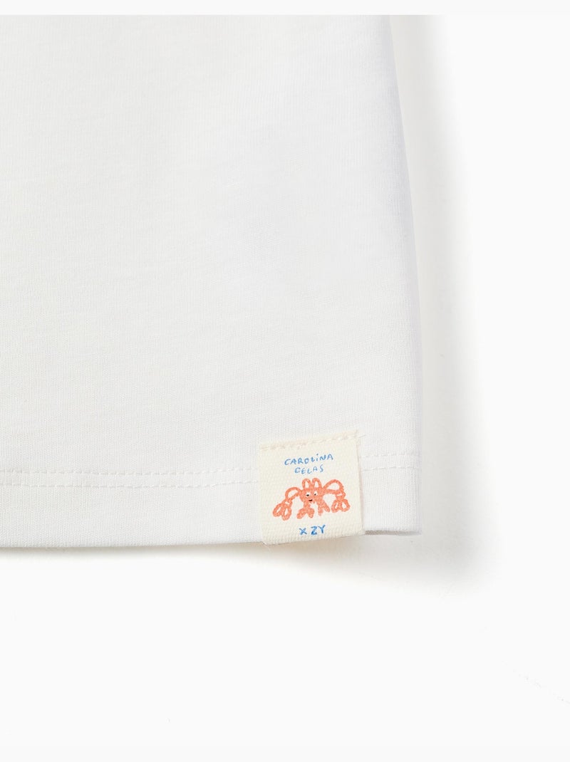 Maglietta in cotone con stampa Carolina Celas x Zippy Bianco - Kiabi