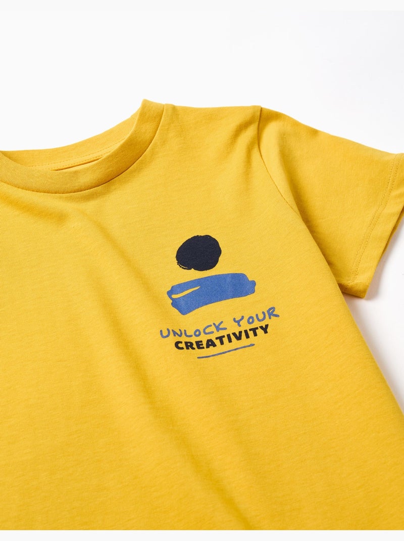 Maglietta in cotone con stampa creativity Giallo scuro - Kiabi