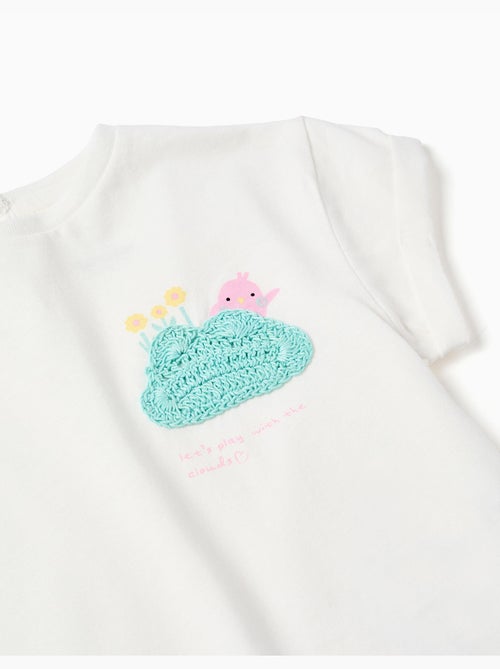 Maglietta in cotone con stampa crochet sul petto - Kiabi