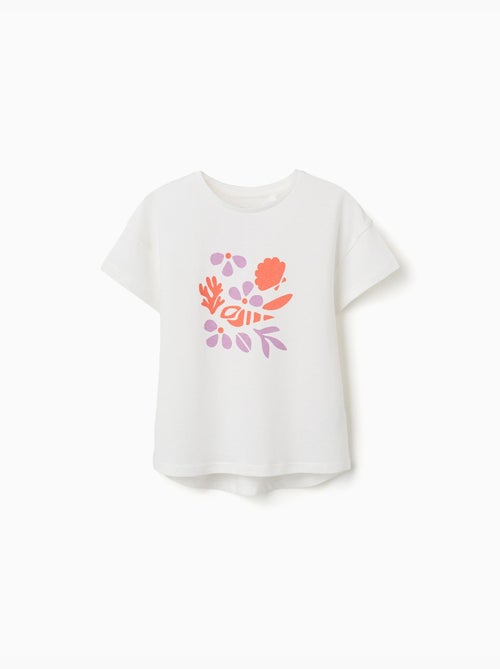 Maglietta in cotone con stampa di conchiglie e spalle scese - Kiabi Maglietta in cotone con stampa di conchiglie e spalle scese - Kiabi