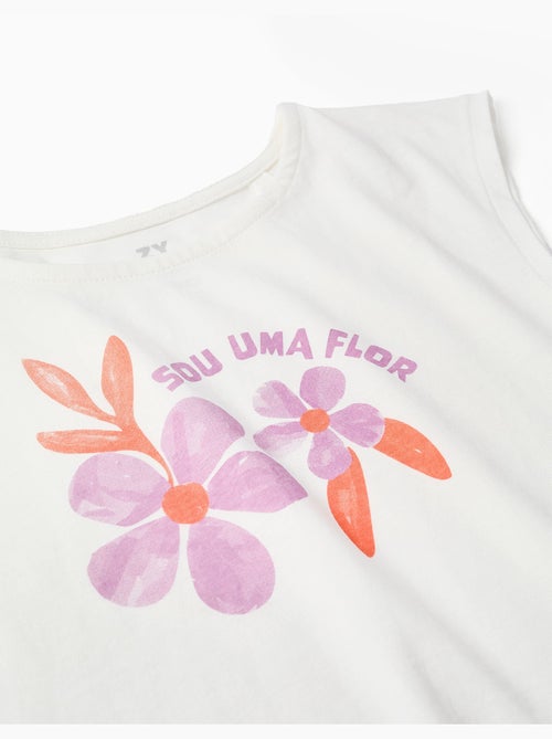 Maglietta in cotone con stampa di fiori e frange - Kiabi