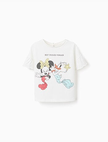 Maglietta in cotone con stampa di Minnie e Daisy