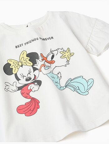 Maglietta in cotone con stampa di Minnie e Daisy