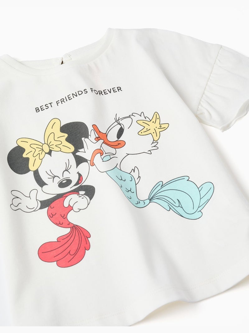 Maglietta in cotone con stampa di Minnie e Daisy Bianco - Kiabi