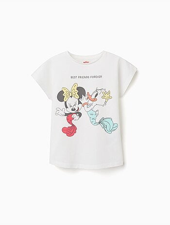 Maglietta in cotone con stampa di Minnie e Daisy