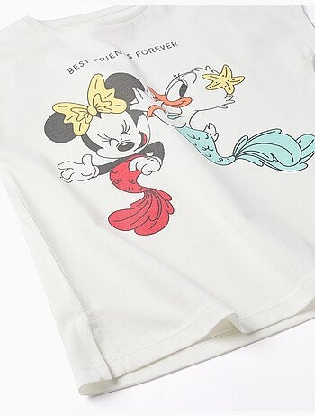 Maglietta in cotone con stampa di Minnie e Daisy