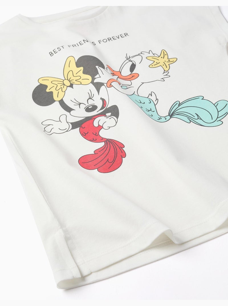 Maglietta in cotone con stampa di Minnie e Daisy Bianco - Kiabi