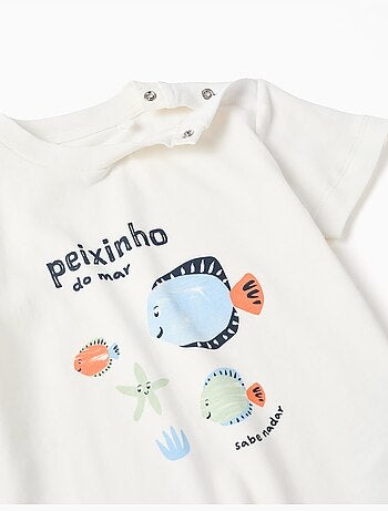Maglietta in cotone con stampa di pesci + pantaloncini