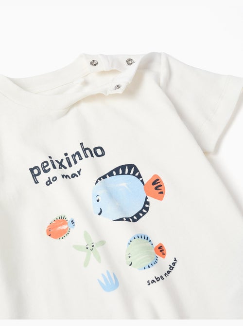 Maglietta in cotone con stampa di pesci + pantaloncini - Kiabi