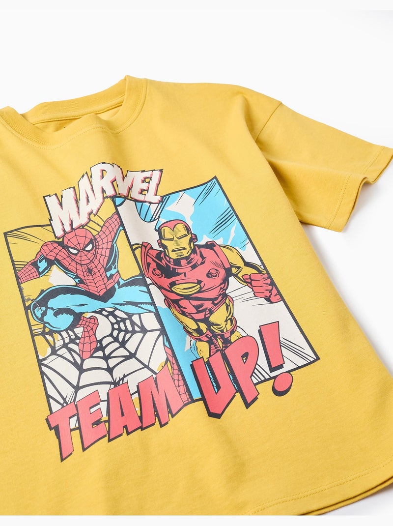 Maglietta in cotone con stampa di Spider-Man e Iron-man Giallo scuro - Kiabi