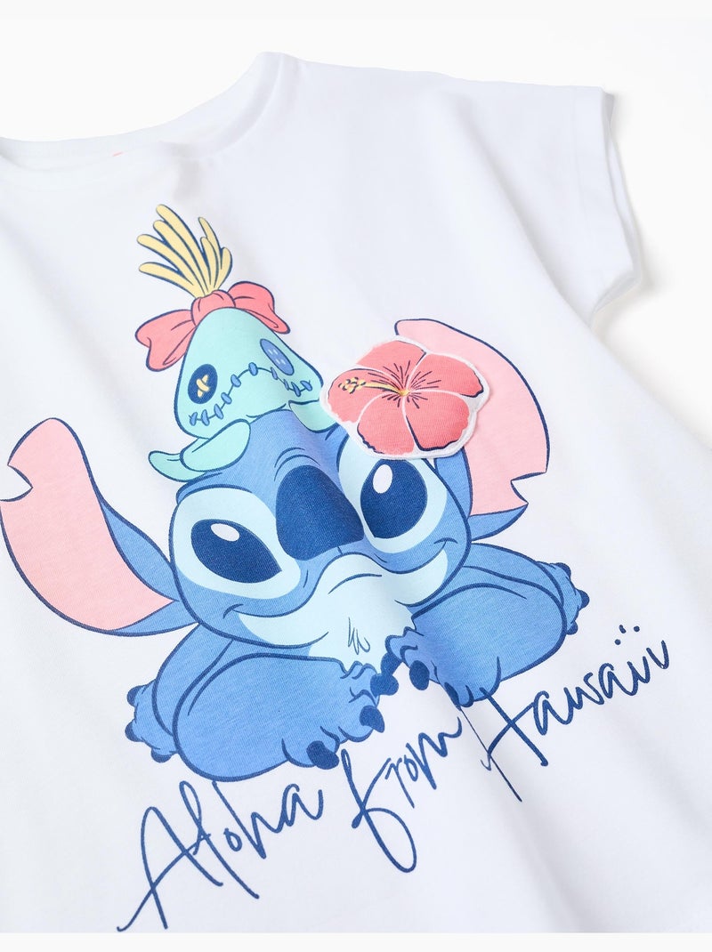 Maglietta in cotone con stampa di Stitch e Scrump Bianco - Kiabi