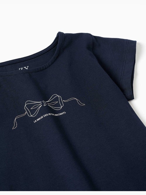 Maglietta in cotone con stampa e orlo arricciato - Kiabi Maglietta in cotone con stampa e orlo arricciato - Kiabi