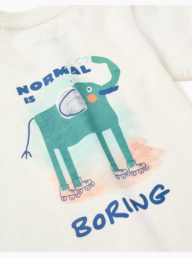 Maglietta in cotone con stampa elefante Beige chiaro - Kiabi