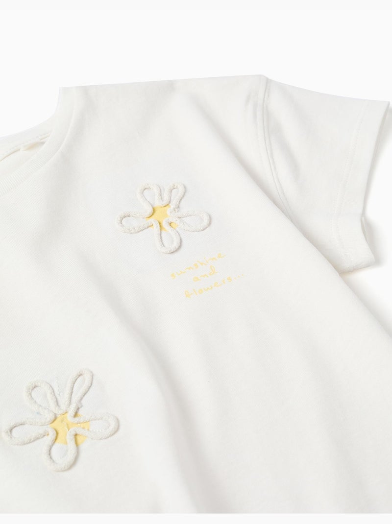 Maglietta in cotone con stampa floreale 3d Bianco - Kiabi