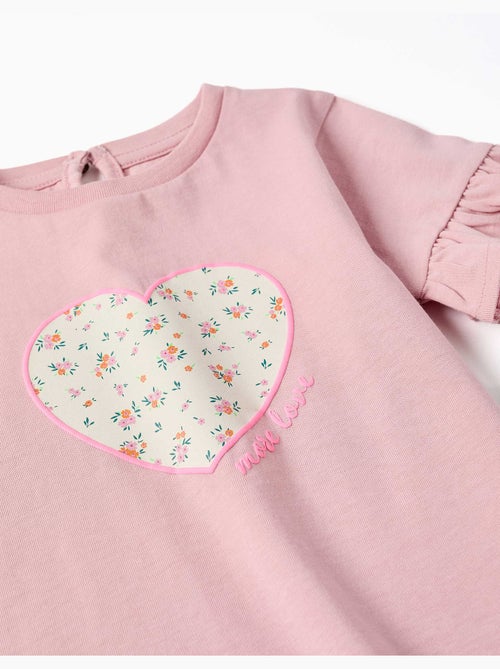 Maglietta in cotone con stampa floreale a forma di cuore - Kiabi