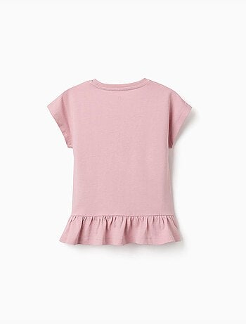 Maglietta in cotone con stampa floreale a forma di cuore