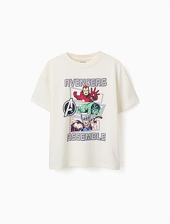 Maglietta in cotone con stampa frontale Avengers