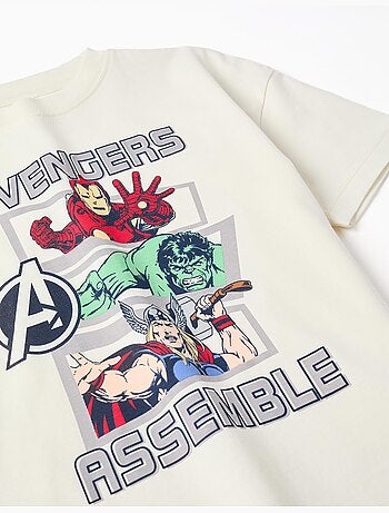 Maglietta in cotone con stampa frontale Avengers