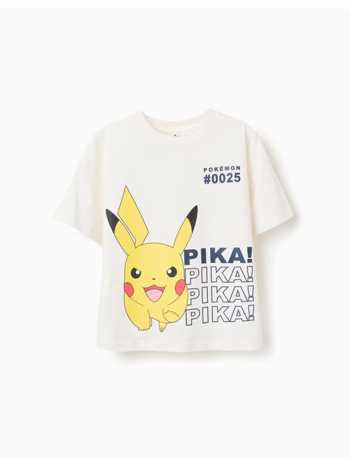 Maglietta in cotone con stampa frontale di pikachu - Kiabi