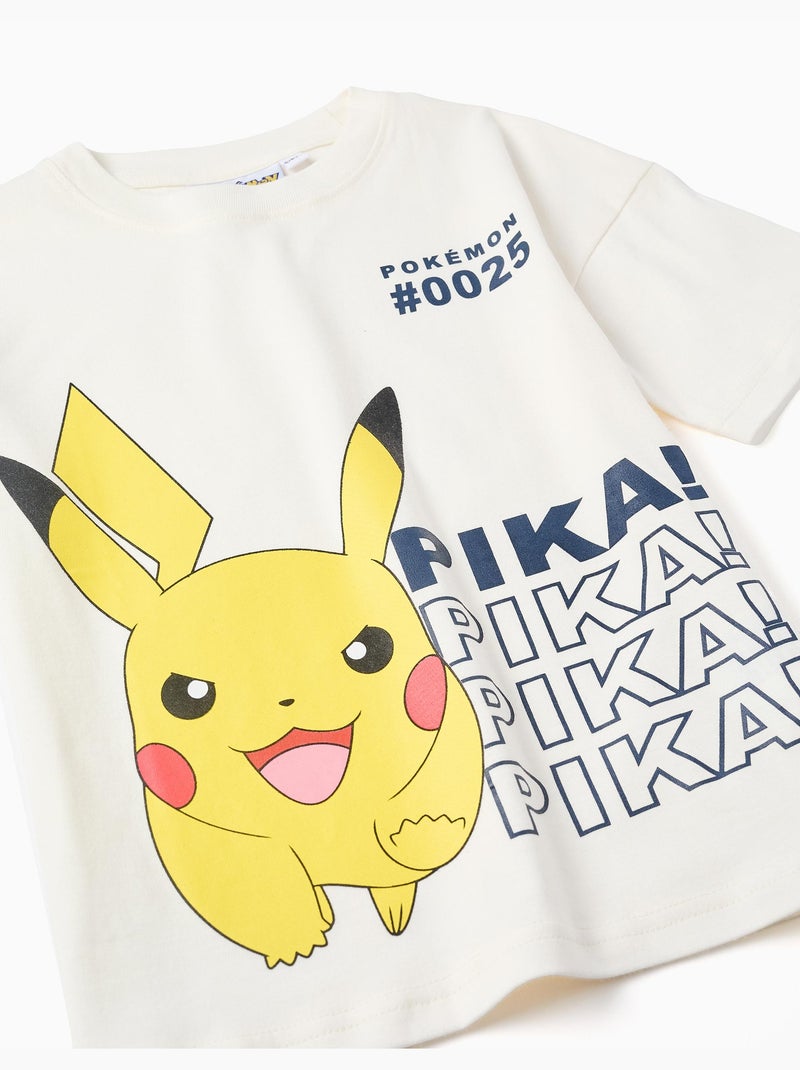 Maglietta in cotone con stampa frontale di pikachu Bianco - Kiabi
