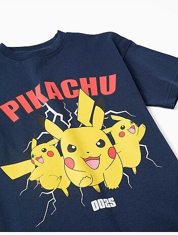Maglietta in cotone con stampa frontale di pikachu