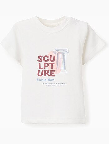 Maglietta in cotone con stampa frontale sculpture