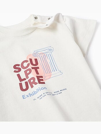 Maglietta in cotone con stampa frontale sculpture