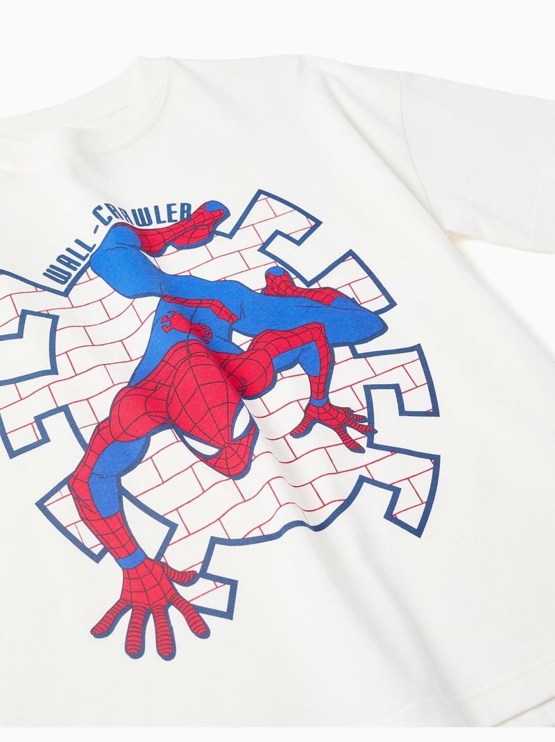 Maglietta in cotone con stampa frontale spider-man Bianco - Kiabi