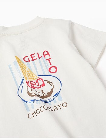 Maglietta in cotone con stampa Gelato You&Me