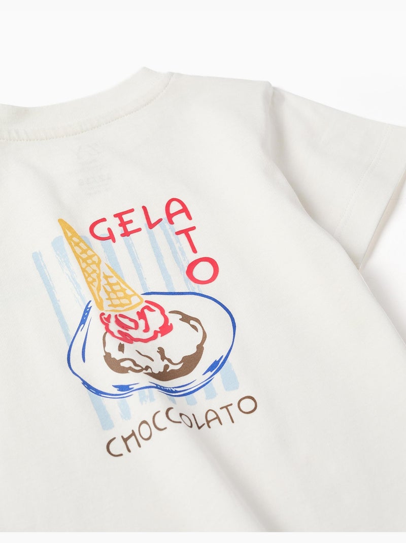 Maglietta in cotone con stampa Gelato You&Me Bianco - Kiabi