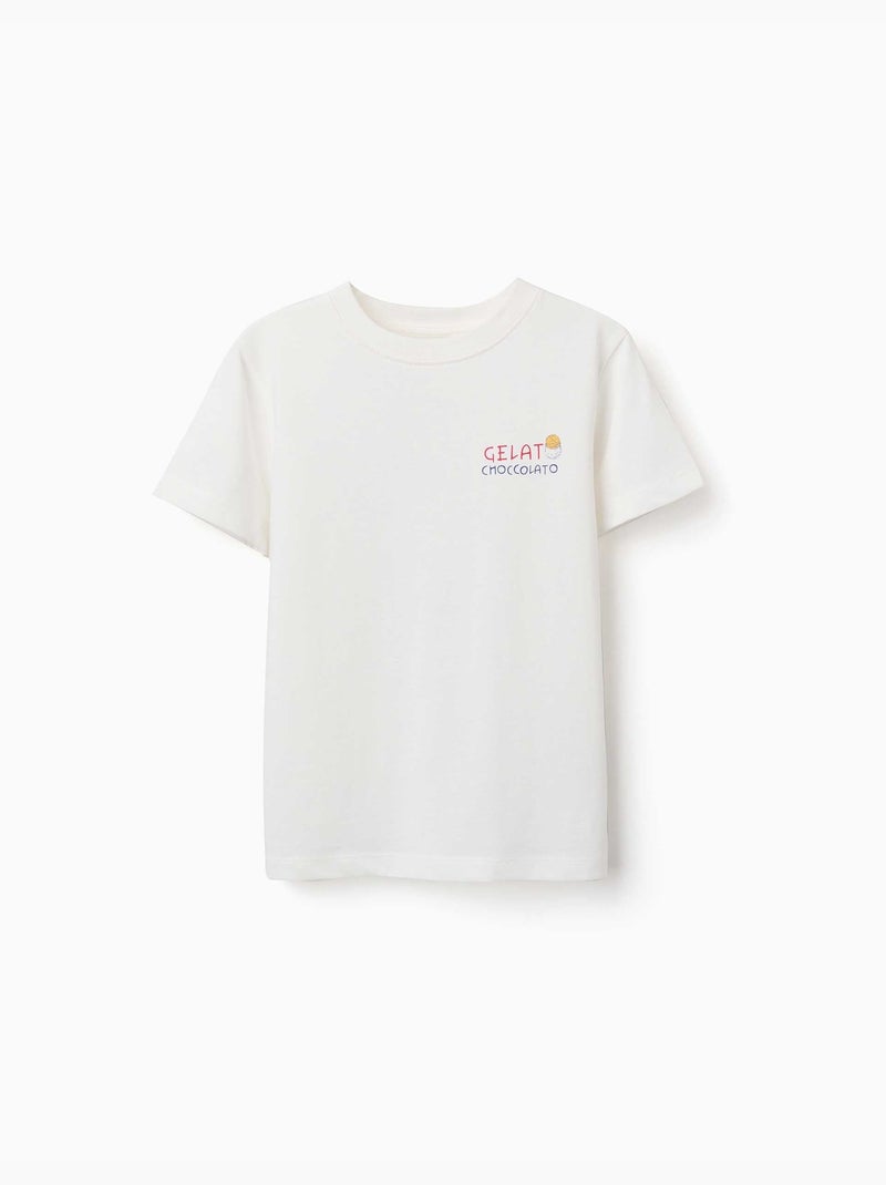 Maglietta in cotone con stampa Gelato You&Me Bianco - Kiabi